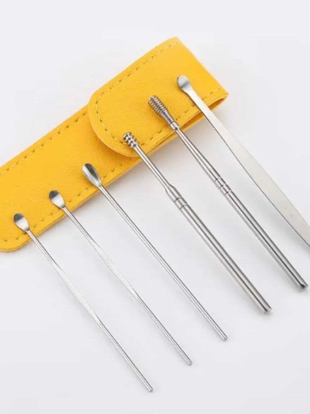 [NEW] 6-Piece Stainless Steel 360° Spiral Earwax Cleaner Tool Set & Leather Case